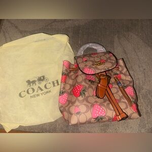 Coach Brown and Pink Strawberry Backpack